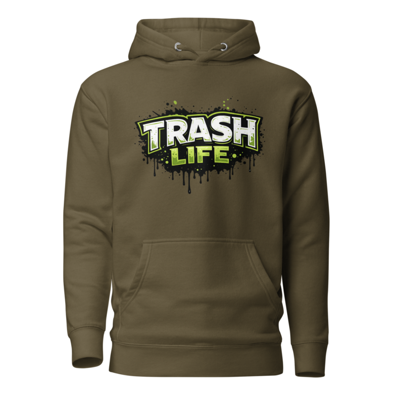 Trash Life Logo Hoodie — Military Green