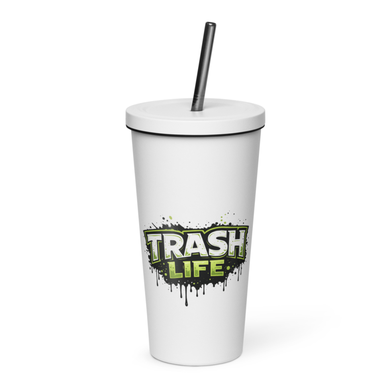 Trash Life Logo Tumbler — White