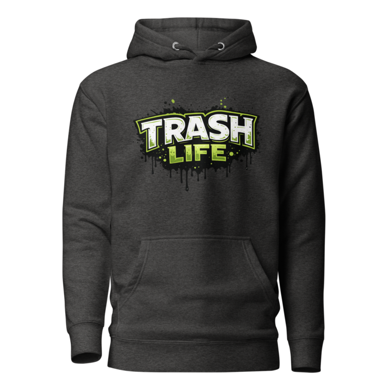 Trash Life Logo Hoodie — Charcoal Heather