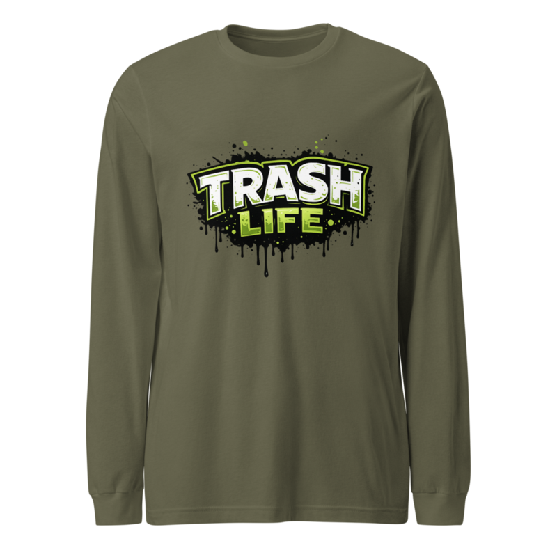 Trash Life Logo Long Sleeve — Military Green