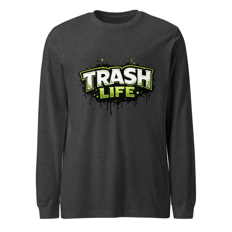 Trash Life Logo Long Sleeve — Dark Grey Heather
