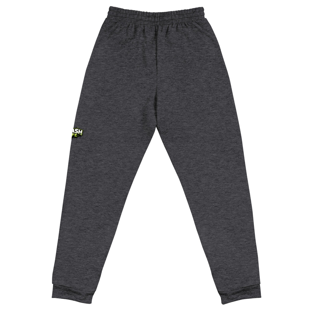 Trash Life Logo Joggers in Black Heather, product-only back view