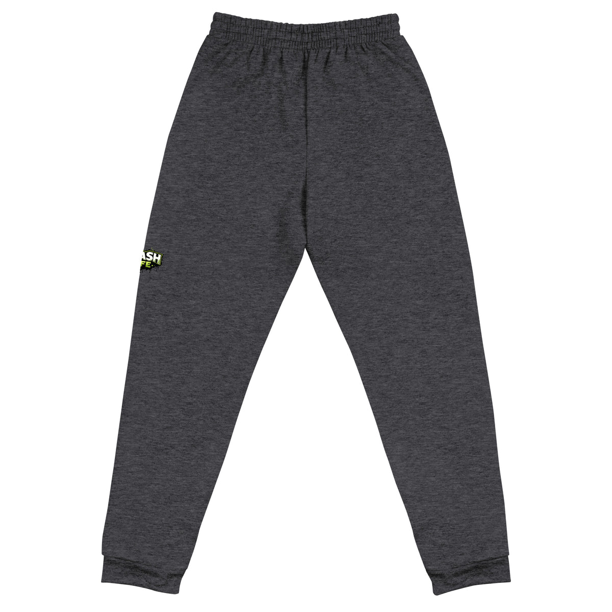 Trash Life Logo Joggers in Black Heather, product-only back view