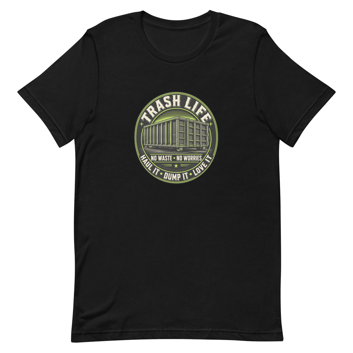 No Waste No Worries Tee in Black, product-only front view