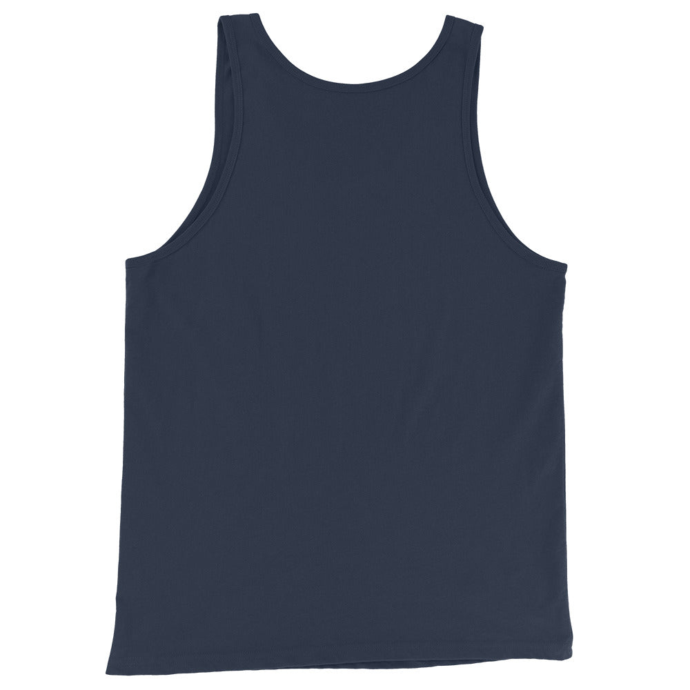 Trash Life Logo Tank in Navy, product-only back view