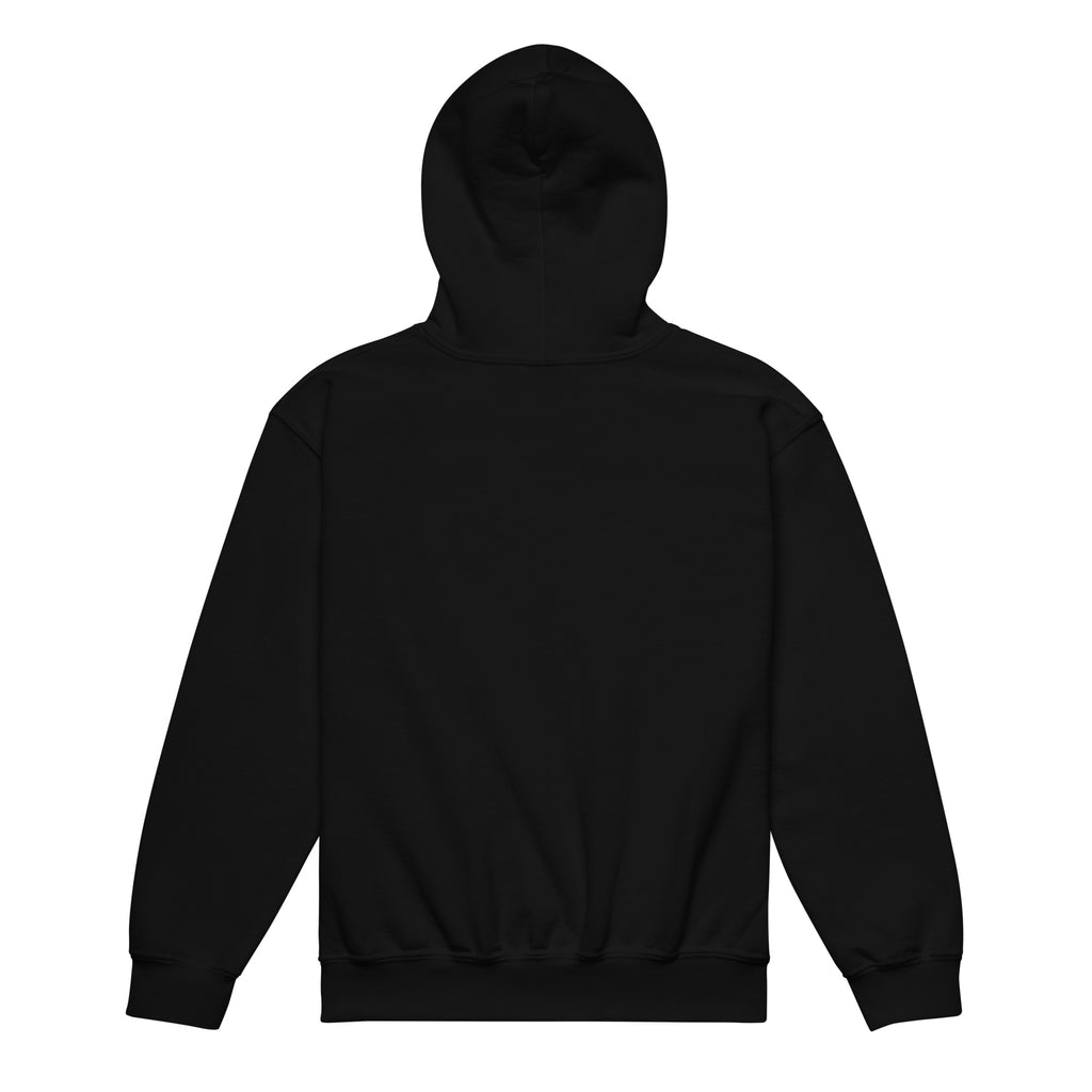 Trash Royalty Junior Youth Hoodie in Black, product-only back view