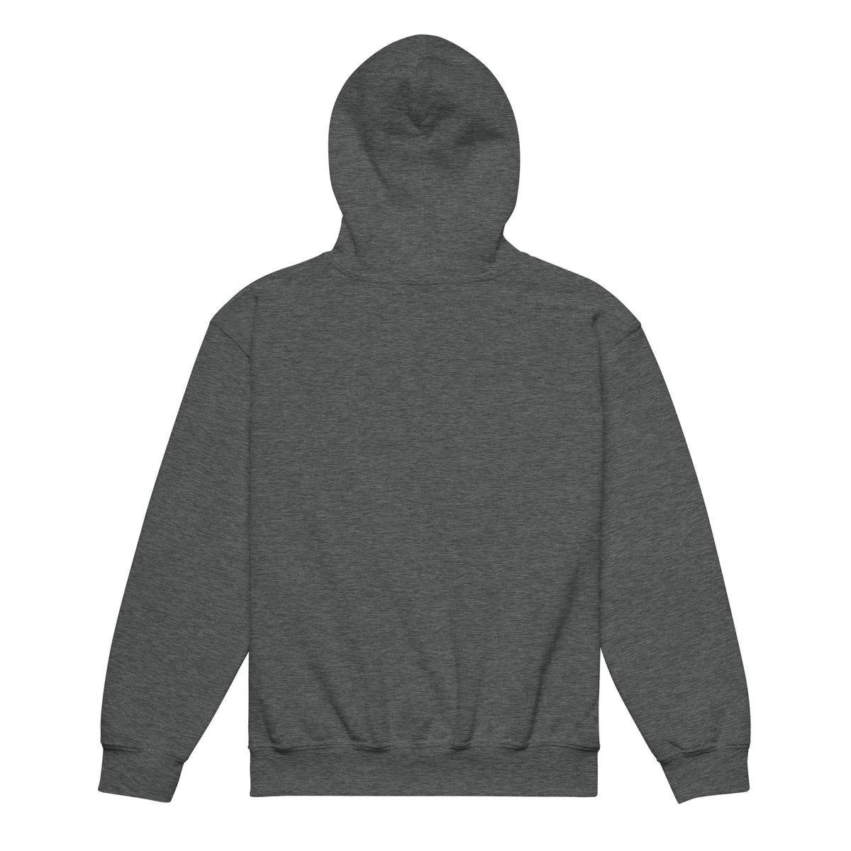 Trash Royalty Junior Youth Hoodie in Dark Heather, product-only back view