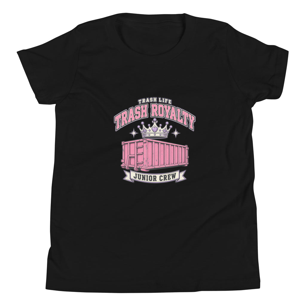 Trash Royalty Junior Youth Tee in Black, product-only front view