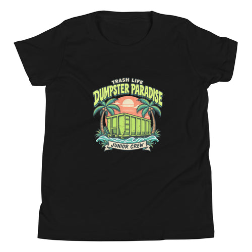 Dumpster Paradise Junior Youth Tee in Black, product-only front view